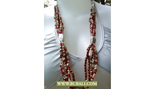 Long Necklace Beaded with Chain